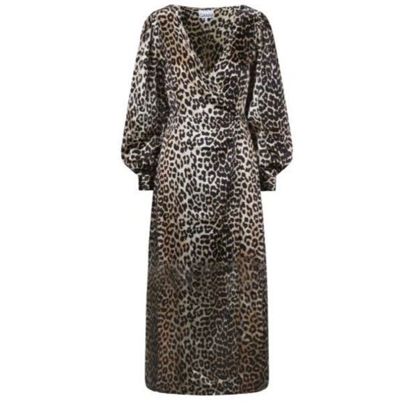 GANNI Leopard Print wrap Dress - NWT ! - Picture 1 of 5